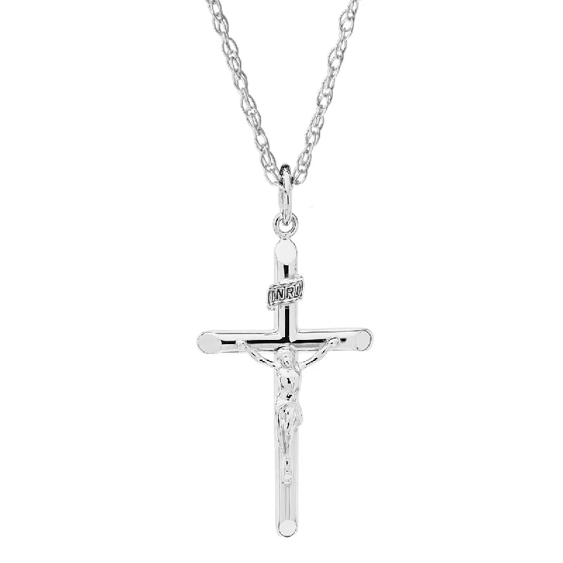 classic diamond solitaire earrings Sterling Silver 18-inch Crucifix Cross Pendant