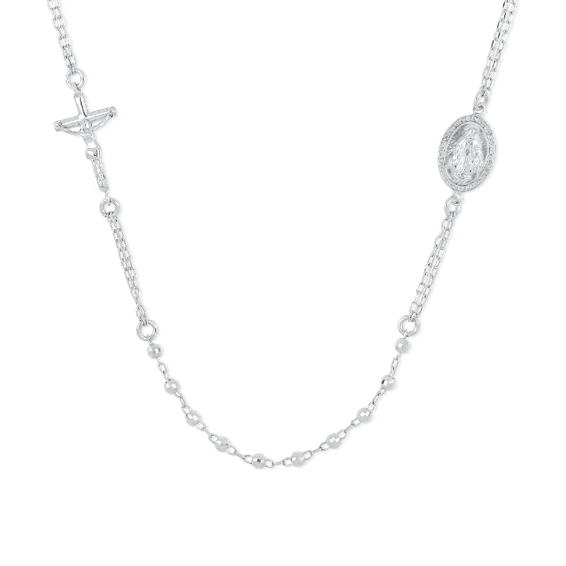men’s sterling silver cufflinks Sterling Silver 18-inch Rosary Necklace