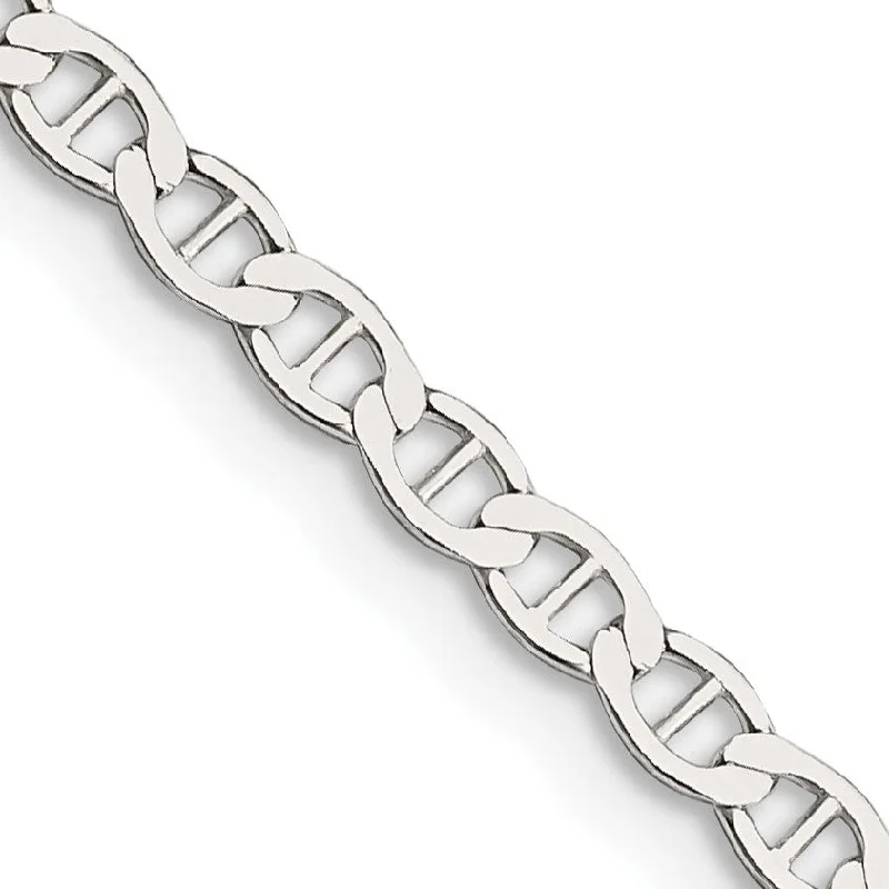 unique diamond tennis bracelet Sterling Silver 24-inch 3.1MM Anchor Link Flat Chain