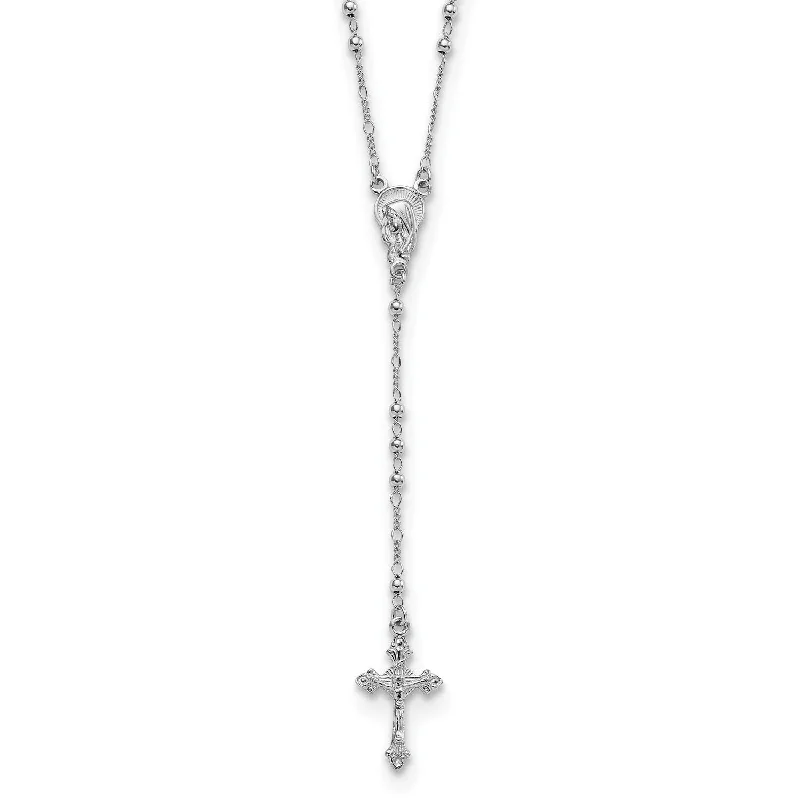 gothic black onyx ring men Sterling Silver 25-inch Beaded Rosary Necklace