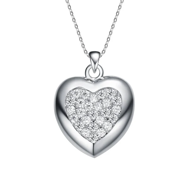 vintage diamond drop necklace Sterling Silver Cubic Zirconia 21X14MM 18-inch Heart Pendant