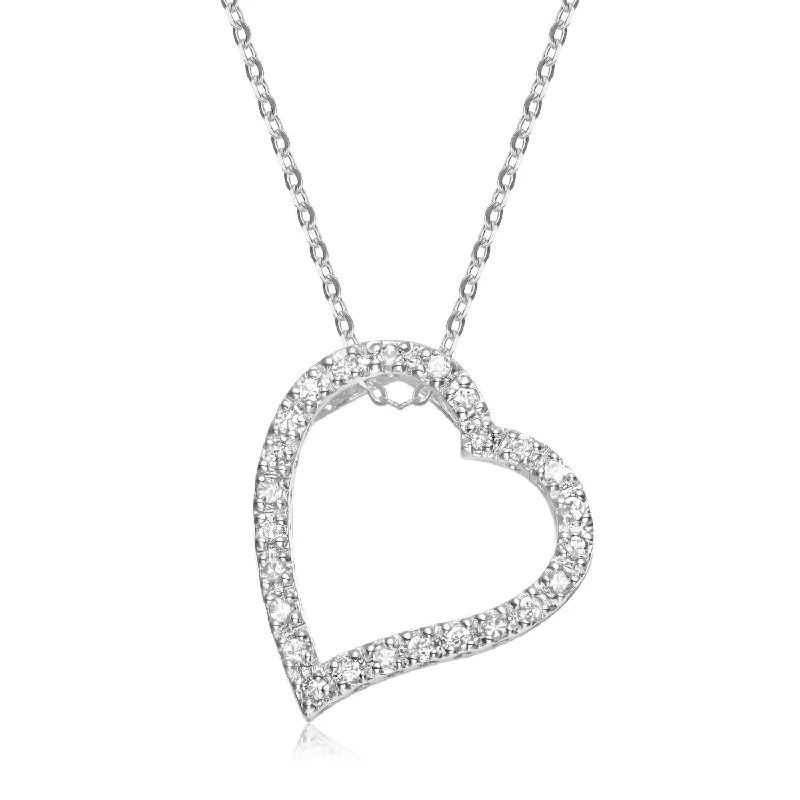 vintage rose-cut diamond ring Sterling Silver Cubic Zirconia 22X24MM 18-inch Heart Pendant
