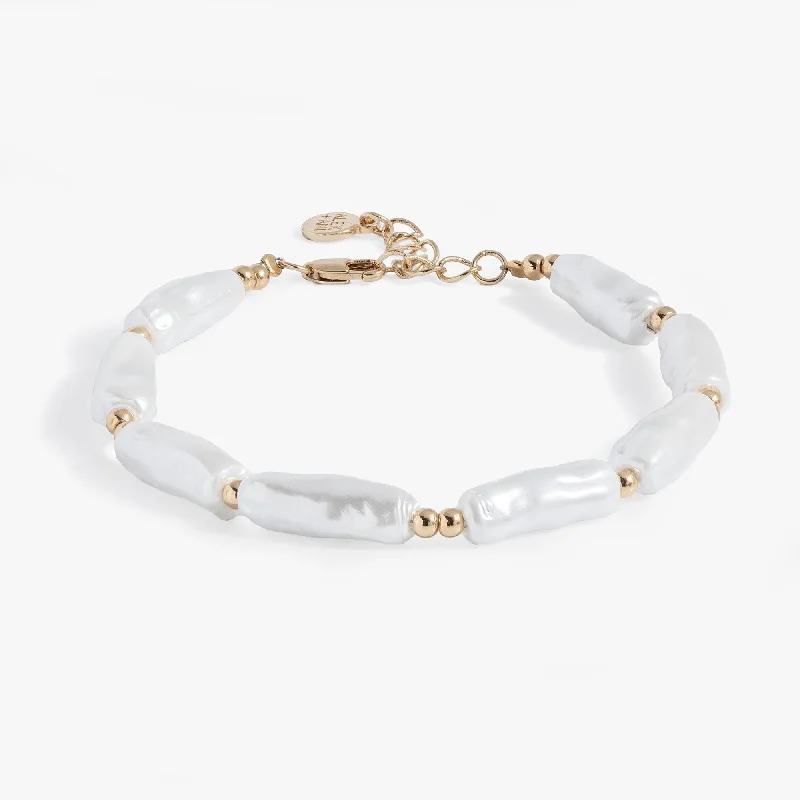 unique diamond eternity band Stick Pearl Bracelet