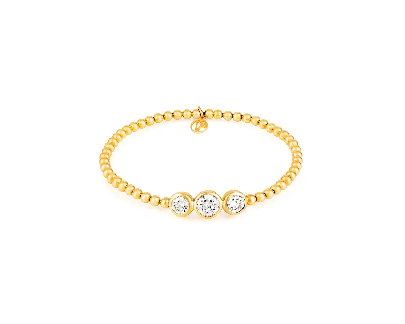 natural jade ring Stirata Three Diamond Gold Stretch Bracelet