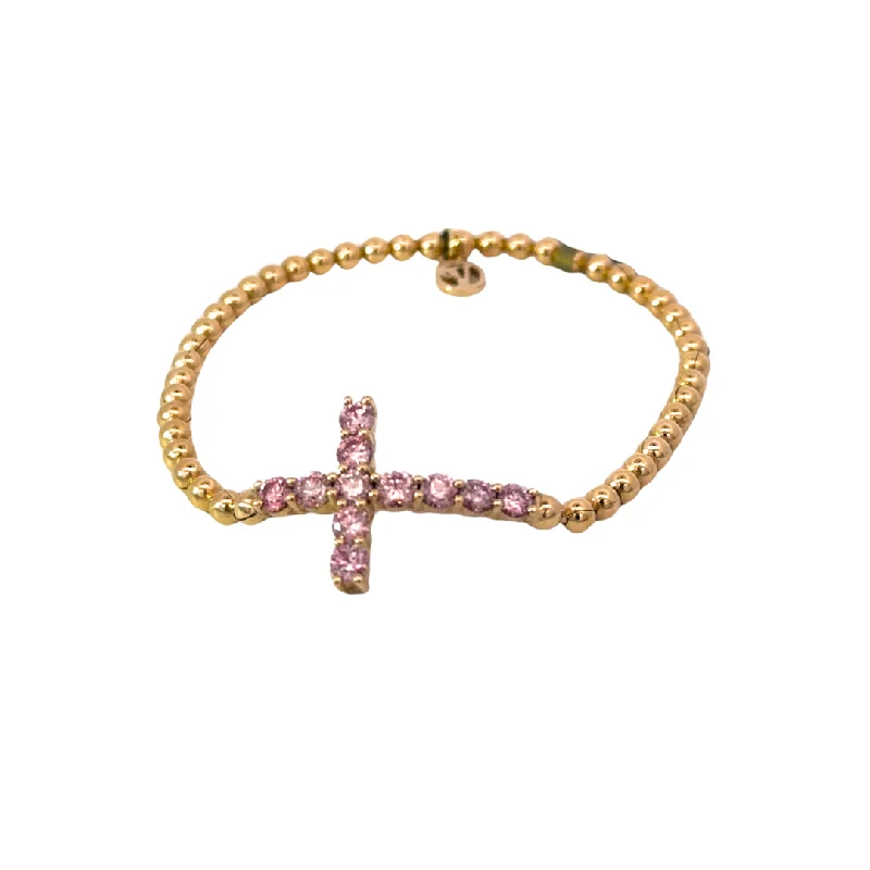 classic silver pearl earrings Stirata Gold Cross Pink