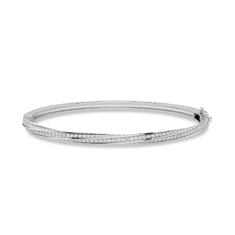 chunky silver hoop earrings Swirl Diamond Bangle