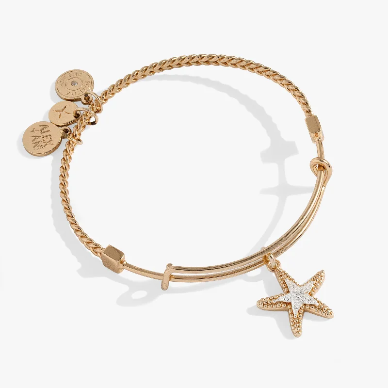 minimalist black diamond studs Textured Starfish Charm Bangle