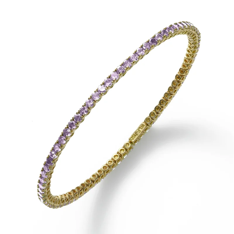 unique gemstone cocktail ring Thin Pink Sapphire Cuff, 18K Yellow Gold