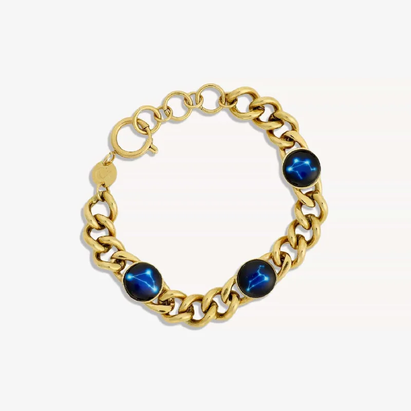 cubic zirconia tennis necklace Three Star Astral Pleiades Bracelet in Gold