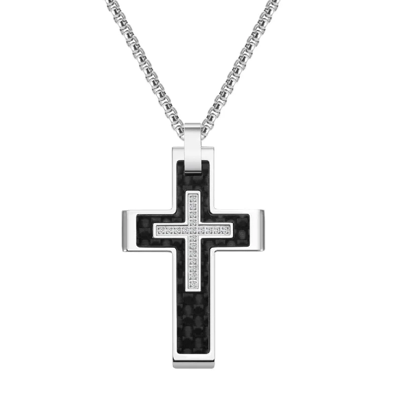 hammered gold disc necklace Titán by Adrian Gonzalez Stainless Steel 1/10 CTW Diamond 27X42MM 24-inch Carbon Fiber Cross Pendant hammered gold disc necklace Titán by Adrian Gonzalez Stainless Steel 1/10 CTW Diamond 27X42MM 24-inch Carbon Fiber Cross Pendant