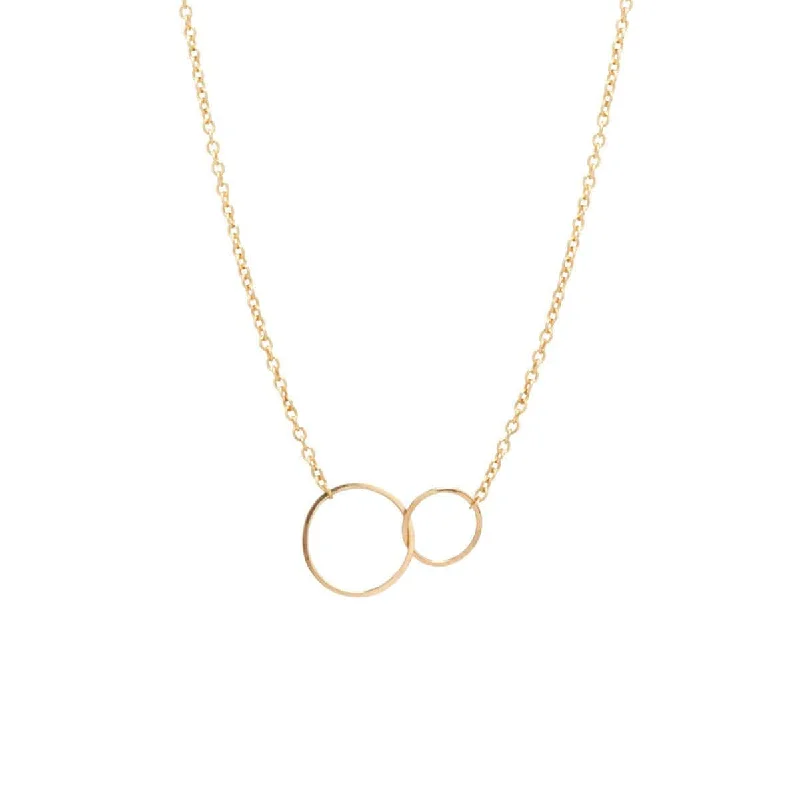 vintage-style floral brooch 14K Gold Tiny Mixed Anchored Circles Necklace