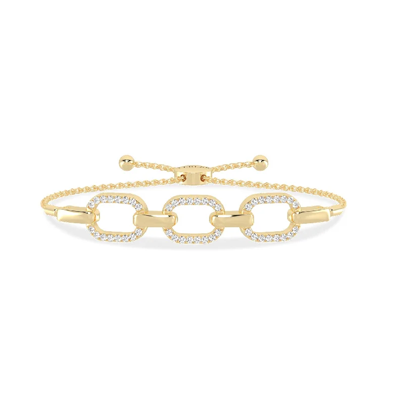 minimalist threader earrings gold Together Forever 3-Gold Diamond Links Bolo Bracelet