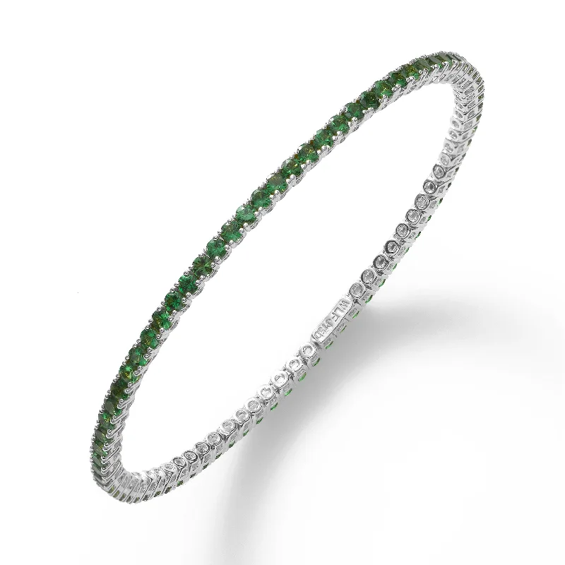 unique square diamond ring Tsavorite Cuff Style Bangle Bracelet, 18K White Gold
