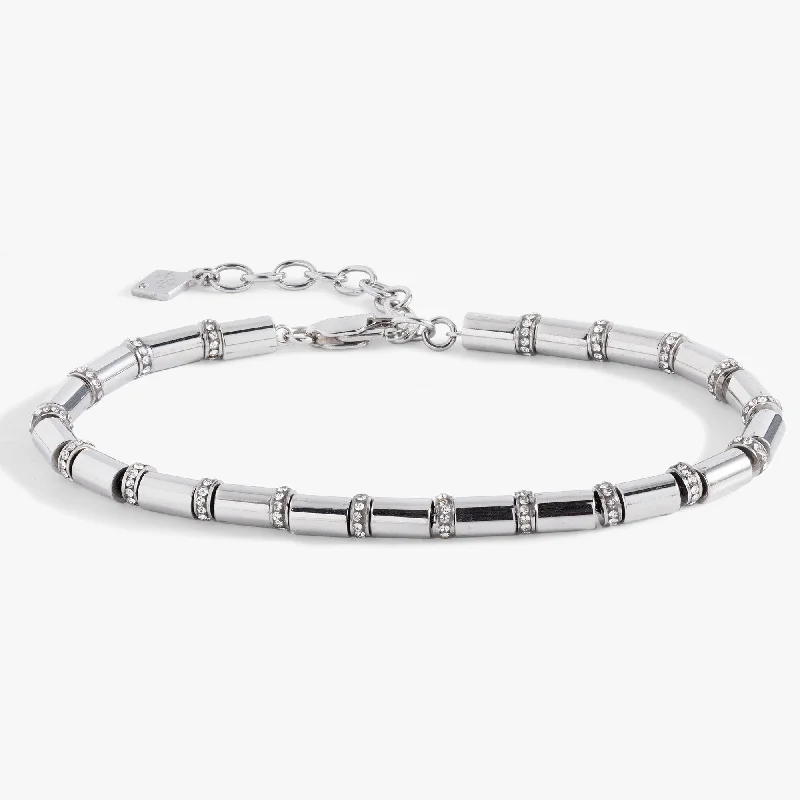 minimalist sapphire drop necklace Tube Bead and Crystal Chain Bracelet