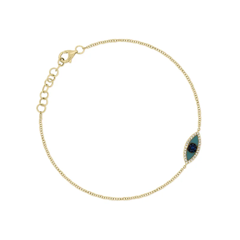 sleek black titanium ring Turquoise, Sapphire & Diamond Evil Eye Bracelet