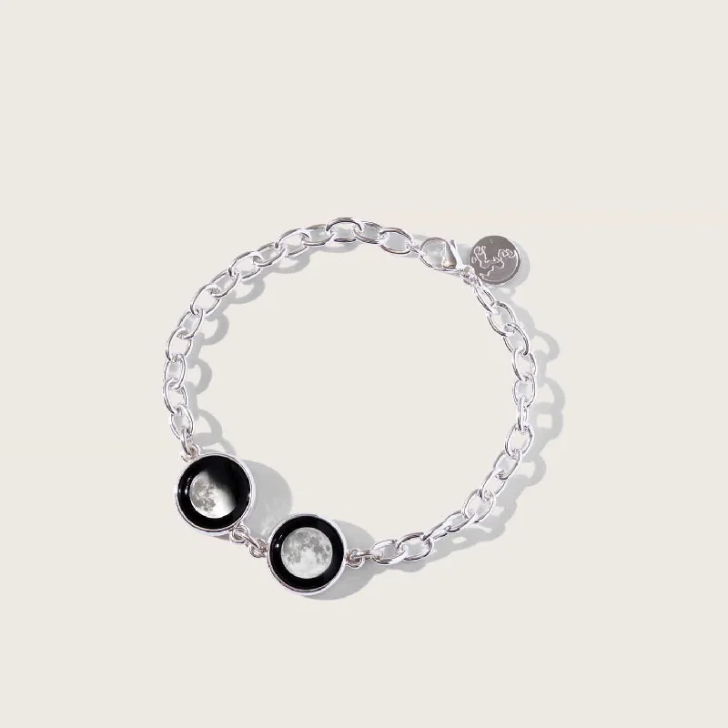 bold Cuban link bracelet men Twin Moon Soulmate Charm Bracelet