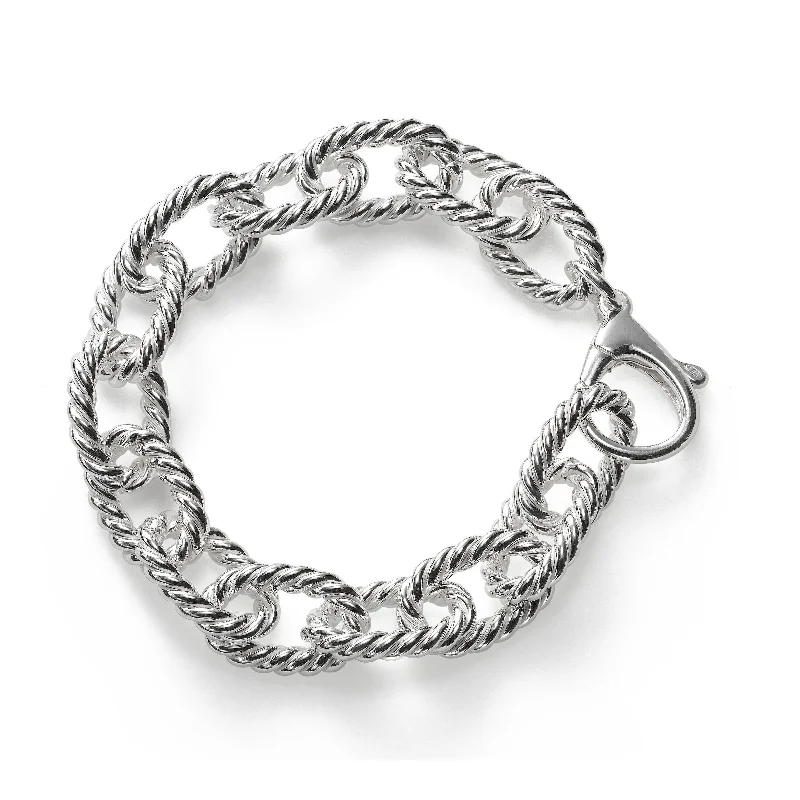sapphire princess cut ring Twist Rope Link Bracelet, 8 Inches, Sterling Silver