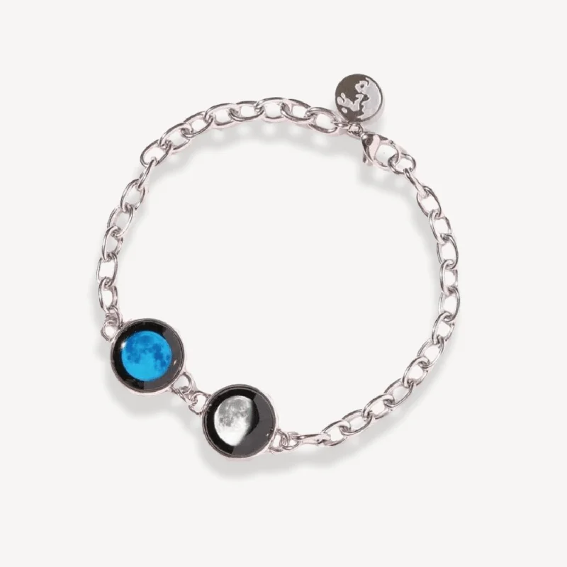 black opal engagement ring Two Moon Bracelet in Stainless Steel
