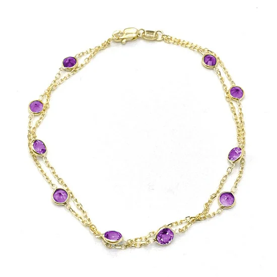 statement gemstone necklace handmade Two Strand Amethyst Bracelet, 7 Inches, 14K Yellow Gold statement gemstone necklace handmade Two Strand Amethyst Bracelet, 7 Inches, 14K Yellow Gold