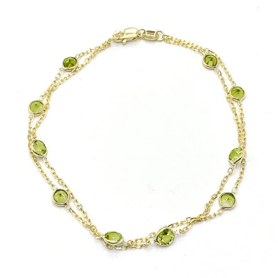 classic gold cuff bracelet Two Strand Peridot Bracelet, 7 Inches, 14K Yellow Gold