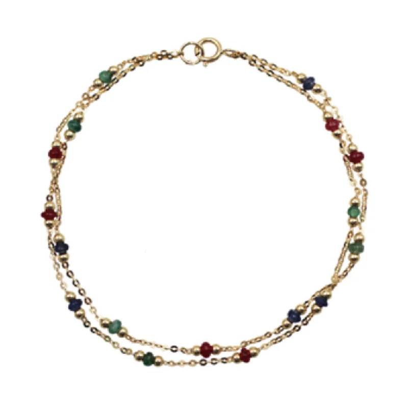 celestial meteor shower earrings Cabochon Ruby, Sapphire, Emerald Bracelet, 7 Inches, 18K Yellow Gold