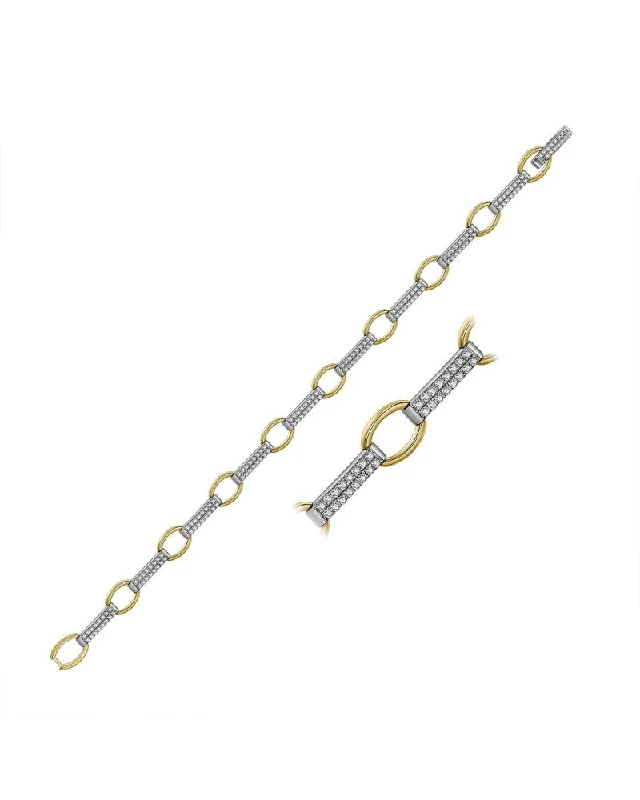 handmade wire-wrapped gemstone ring Two-tone Diamond Link/Bar Bracelet