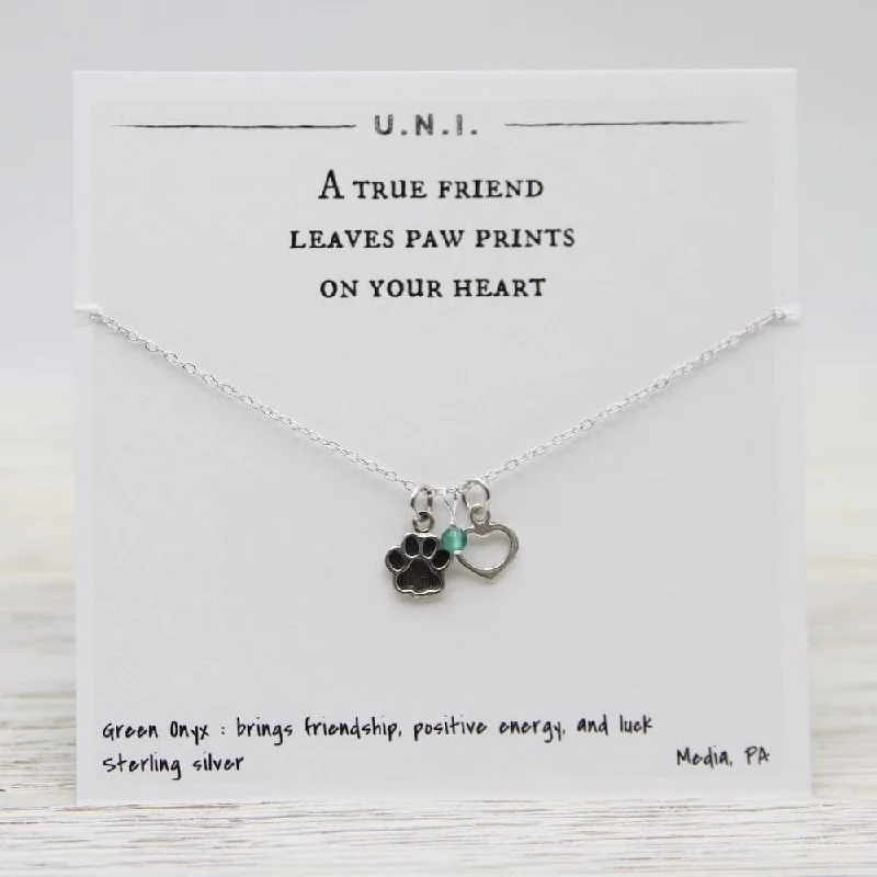 personalized couples necklace gold A True Friend Leaves Paw Prints On Your Heart