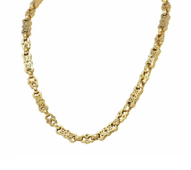 rose gold initial pendant necklace Victorian 9 Karat Yellow Gold Star & Bar Fancy Link Antique Chain