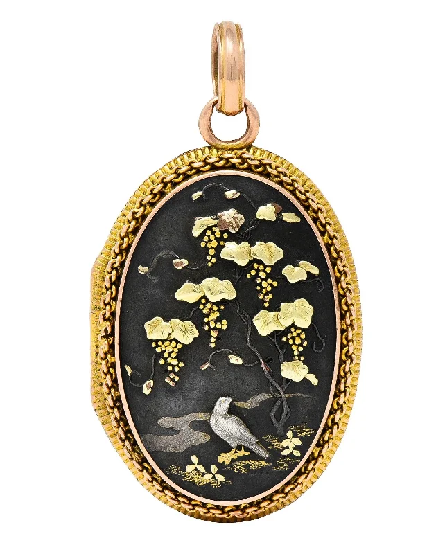art deco diamond bracelet Victorian Shakudo 14 Karat Yellow Gold Antique Monogram Portrait Locket Pendant