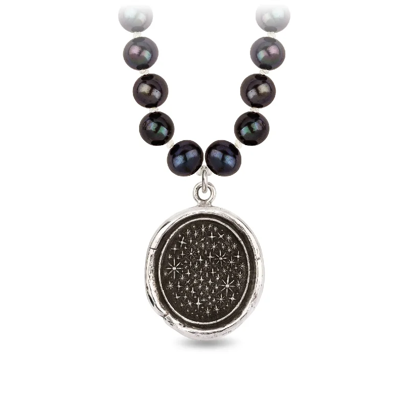 titanium spinner ring anxiety relief We Are Stardust Freshwater Pearl Necklace