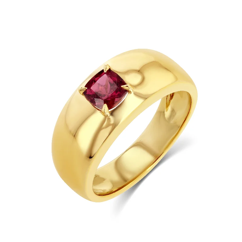 gold-plated figaro chain 0.70CT PINK TOURMALINE CLOUD RING
