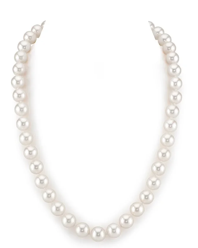 custom name necklace gold 9.5-10.5mm White Freshwater Pearl Necklace - AAA Quality
