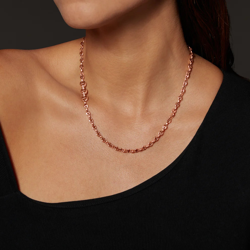 minimalist gold crescent moon necklace 26" 3MM Open Link Necklace in Yellow Gold