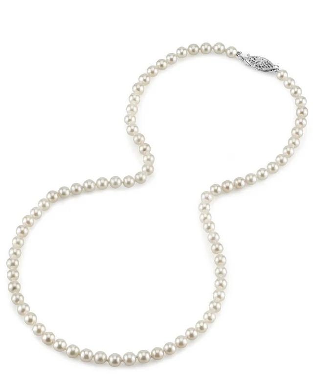 dainty rose gold chain bracelet Japanese Akoya White Pearl Necklace, 5.0-5.5mm - AA+ Quality