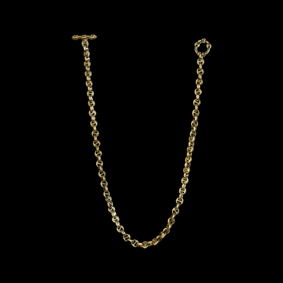 boho beaded statement necklace 17" 5MM Open Link Necklace, Yellow Gold