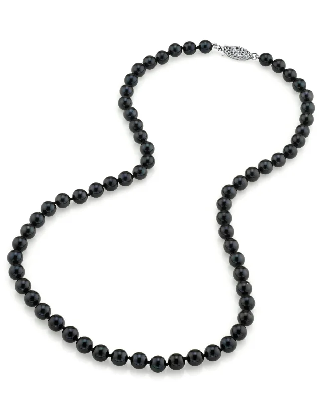 gold opal ring Black Japanese Akoya Pearl Necklace, 6.0-6.5mm - AA+ Quality
