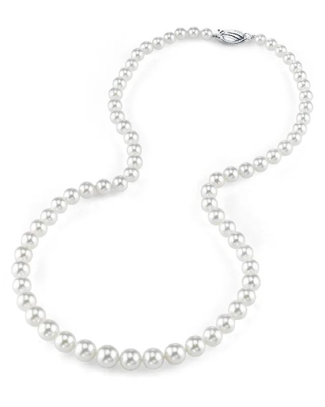 sleek black titanium ring White Japanese Akoya Graduated Pearl Necklace, 6.0-9.0mm