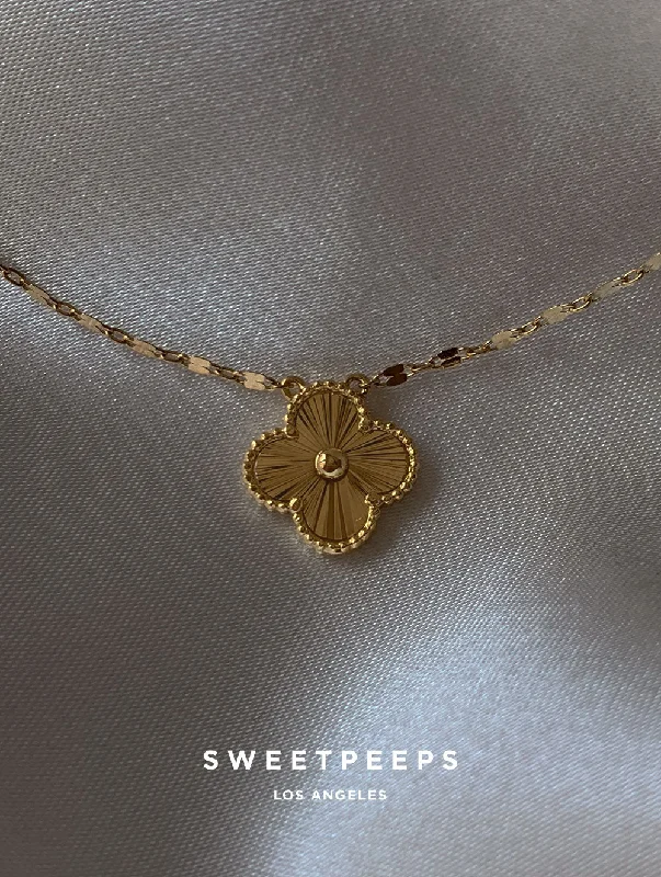 fine silver herringbone necklace Addie Classic Clover Necklace
