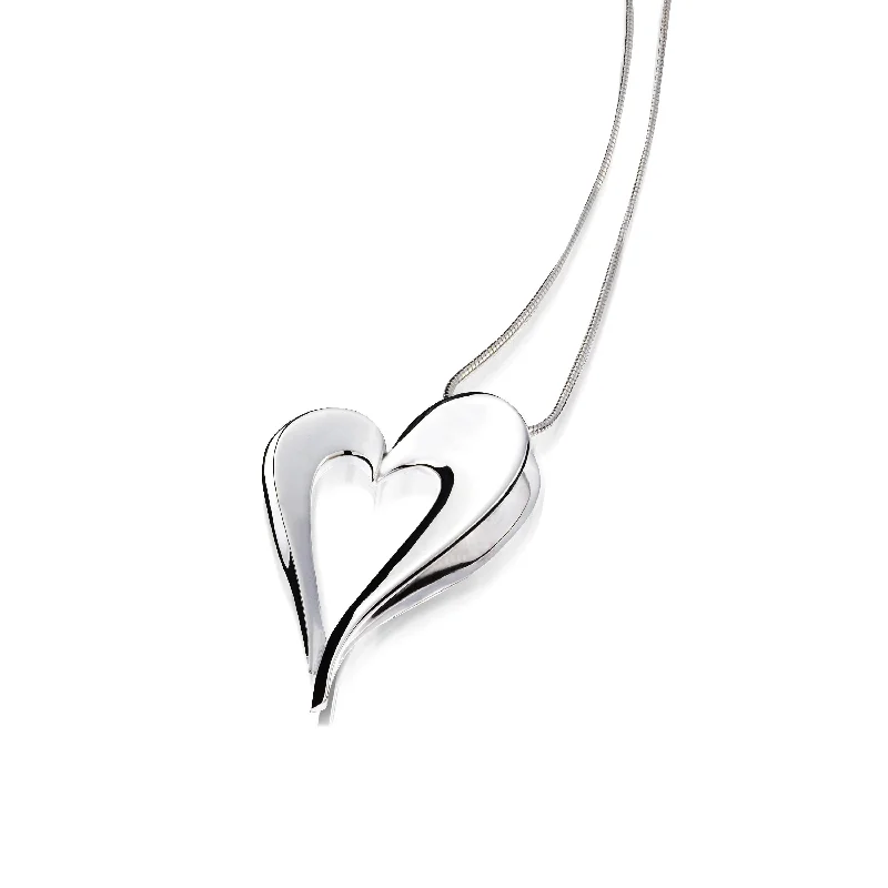 men’s hammered titanium ring Adore Silver Heart Pendant Necklace