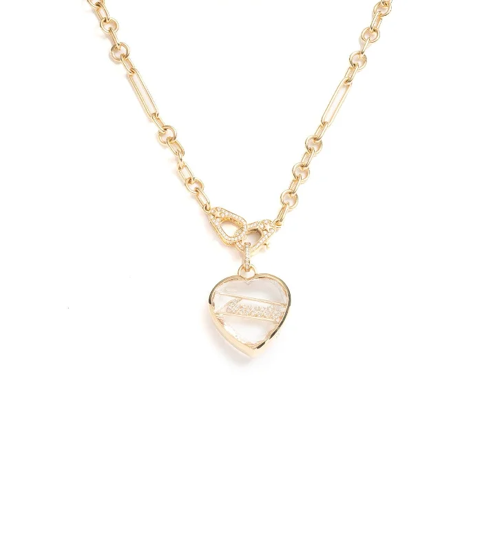 silver feather charm necklace Amate - Love : Sealed Gemstone Small Mixed Clip Chain Necklace