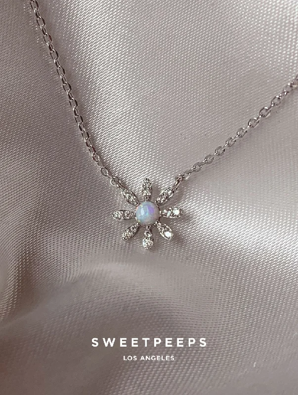 moonstone engagement ring boho Amber Lily Necklace - Silver