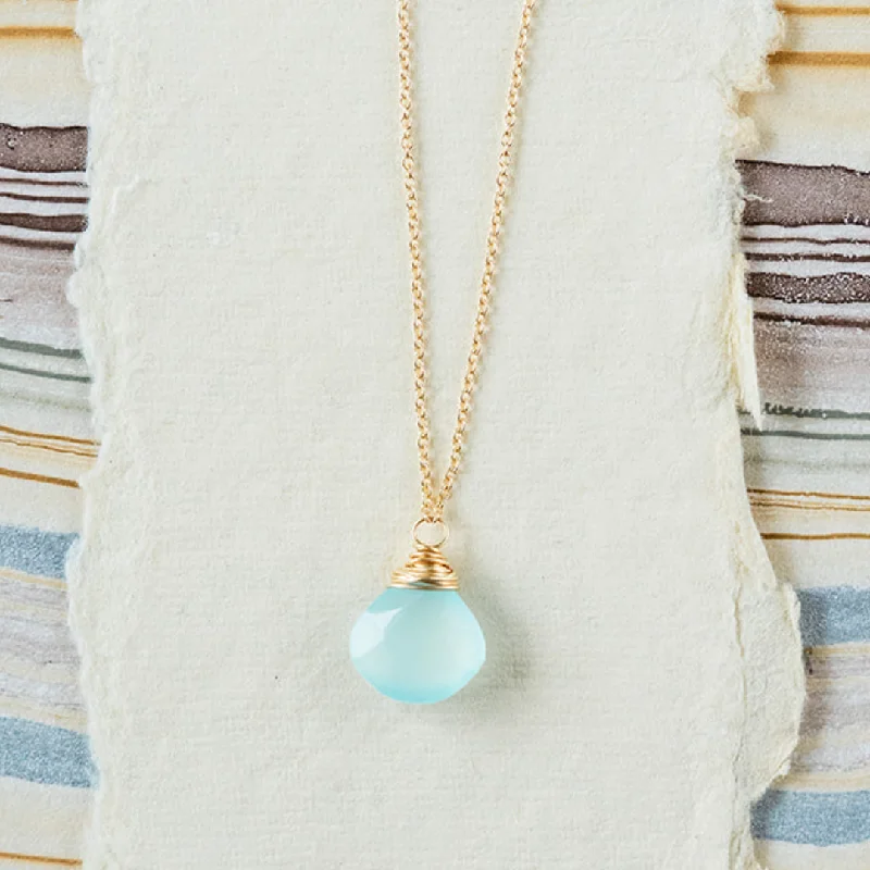 celestial lunar eclipse pendant Aqua Chalcedony Necklace
