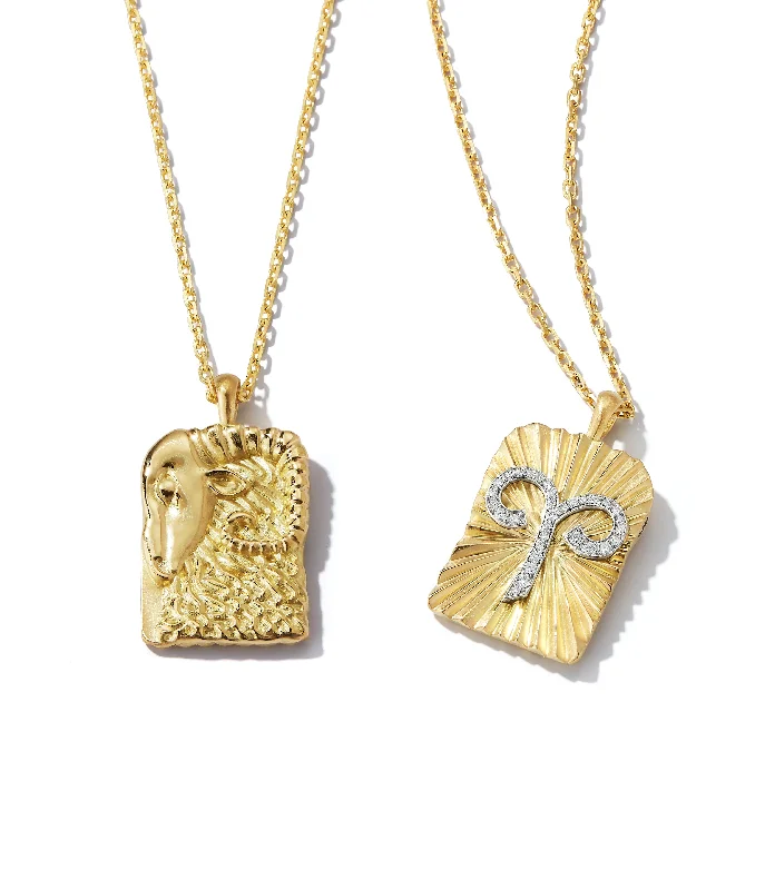 celestial zodiac sign necklace Aries Zodiac Pendant Necklace, Diamonds