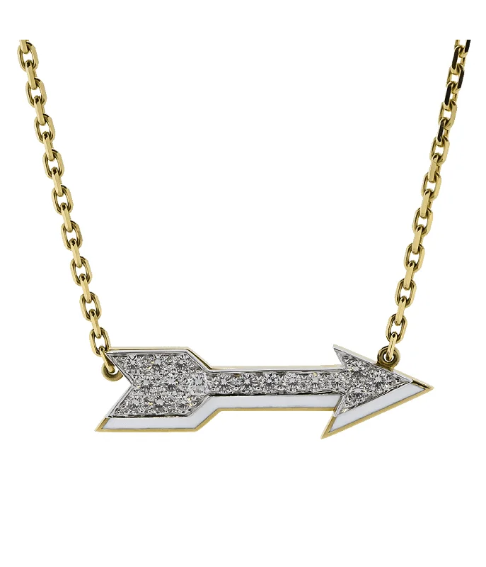 personalized couples necklace gold Arrow Necklace, White Enamel