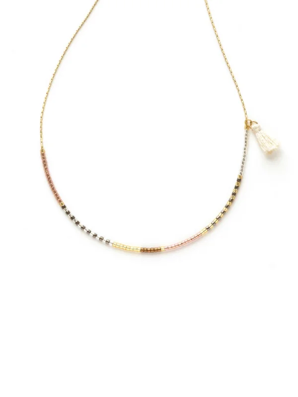 delicate gold band ring Asymmetrical Seed Bead Necklaces by Amano Studio