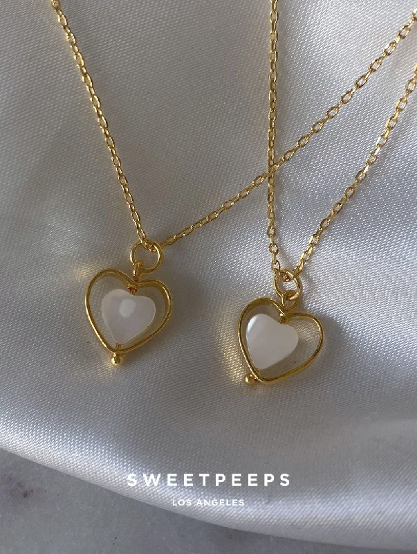 adjustable gemstone choker Baby Doll Heart Pearl Necklace