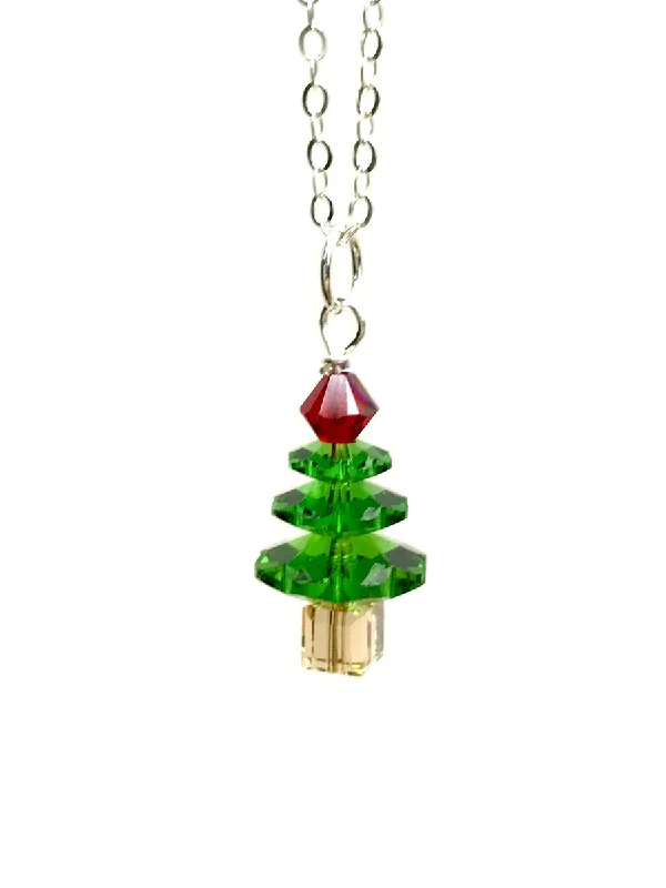 vintage-inspired pearl brooch Beaded Christmas Tree Necklace