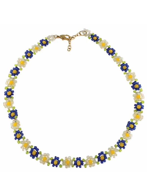 gold and diamond nose stud Beaded Flower Choker Necklace