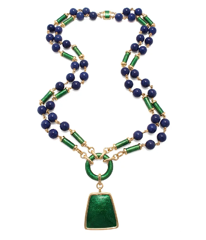 celestial crescent moon bracelet Bell Necklace, Lapis Lazuli