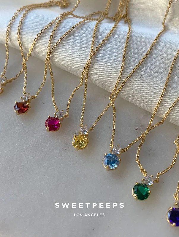 emerald-cut aquamarine necklace 18K Birthstone Month Necklace